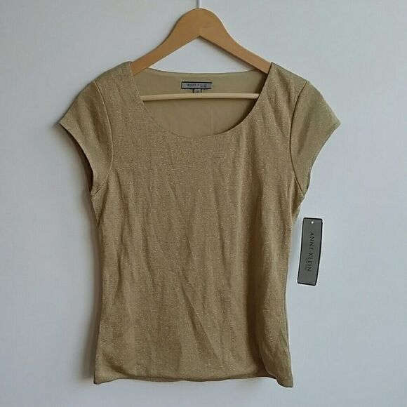 Anne Klein Gold Top NWT Sparkle Lined Top, Size - PS‎ - Picture 3 of 8